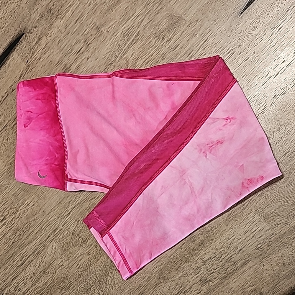 ZYIA Hendrix Mesh Light n Tight Hot Pink Tie Dye Legging Capris Size 6-8